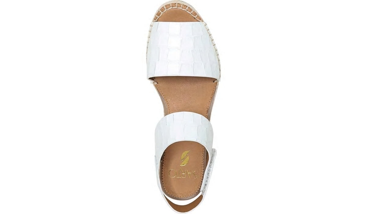 Sarto Oak Espadrille Sandal - White Crocco Leather