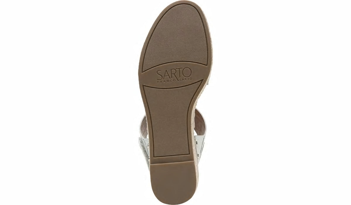 Sarto Oak Espadrille Sandal - White Crocco Leather