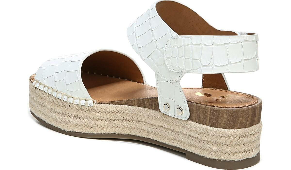 Sarto Oak Espadrille Sandal - White Crocco Leather