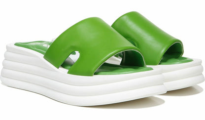Sarto Vina Platform Slide Sandal - Acid Green Leather
