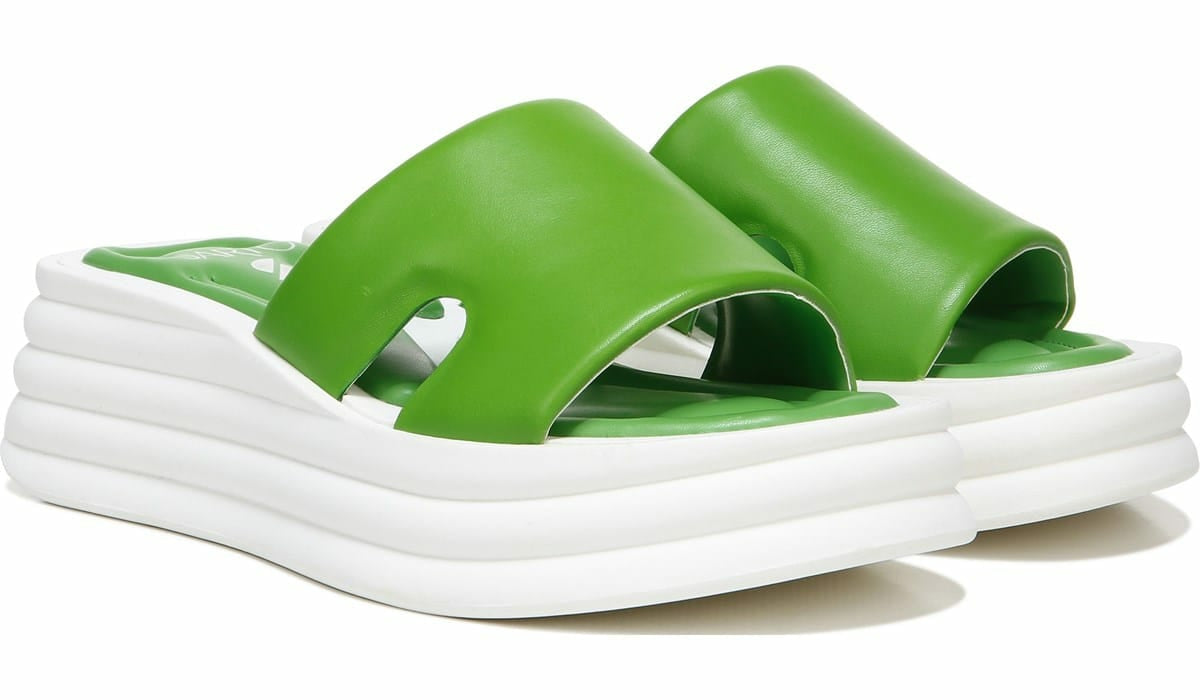 Sarto Vina Platform Slide Sandal - Acid Green Leather