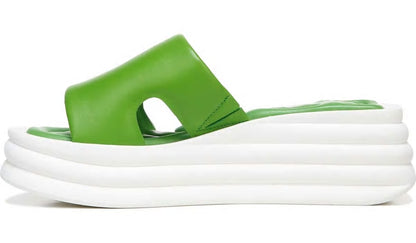 Sarto Vina Platform Slide Sandal - Acid Green Leather