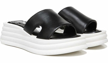 Sarto Vina Platform Slide Sandal - Black Leather