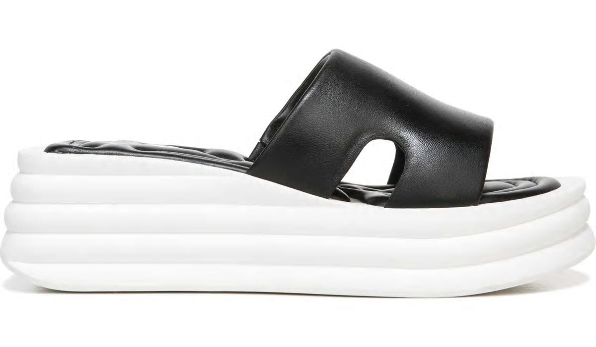 Sarto Vina Platform Slide Sandal - Black Leather