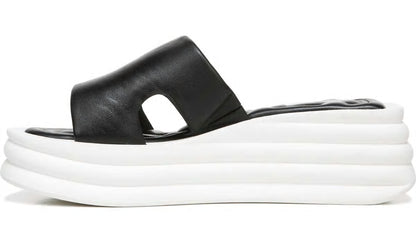 Sarto Vina Platform Slide Sandal - Black Leather
