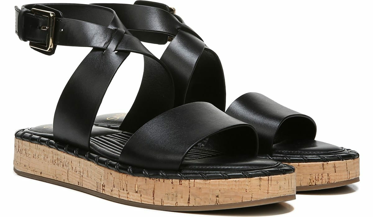 Sarto Zarlo Platform Sandal - Black Leather