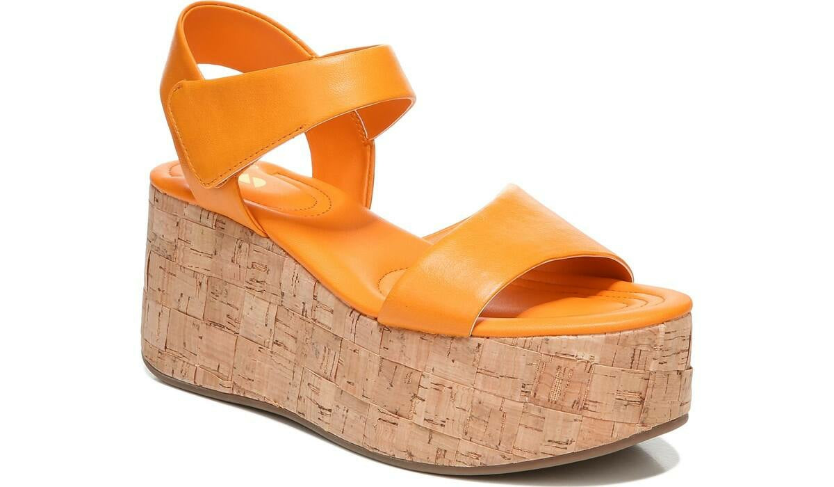 Sarto Demi 2 Platform Wedge Sandal - Orange Leather