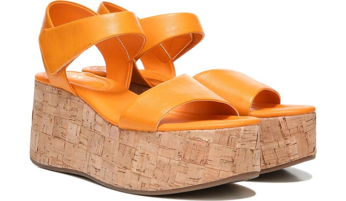 Sarto Demi 2 Platform Wedge Sandal - Orange Leather