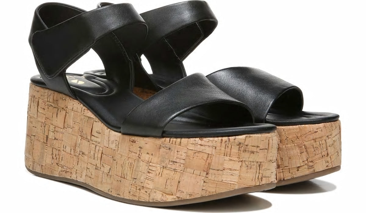 Sarto Demi 2 Platform Wedge Sandal - Black Leather