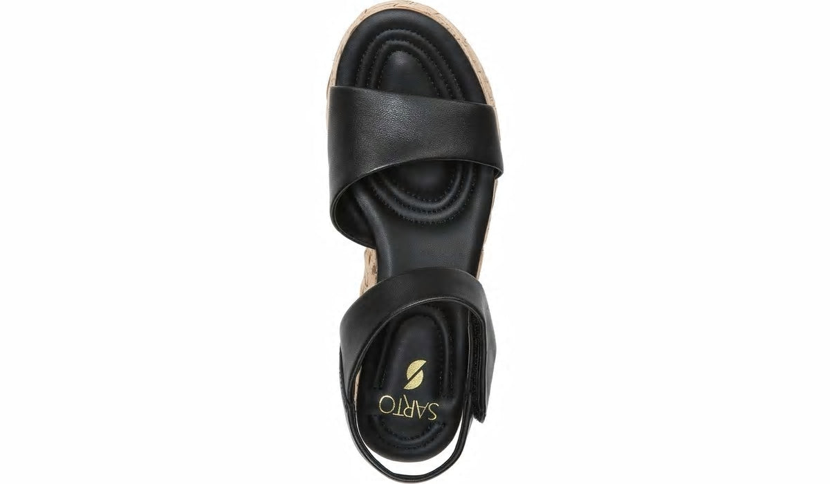 Sarto Demi 2 Platform Wedge Sandal - Black Leather
