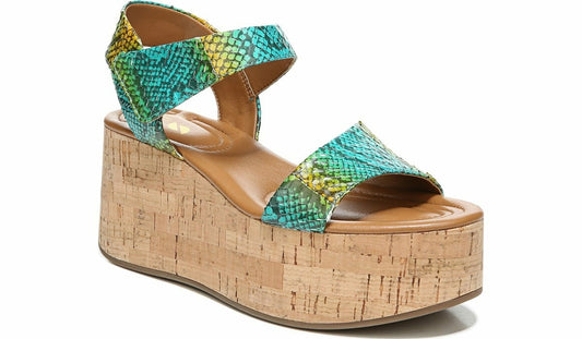 Sarto Demi 3 Platform Wedge Sandal - Aqua Multi Leather