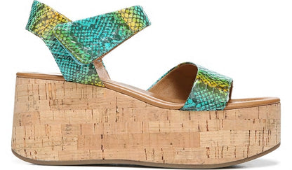 Sarto Demi 3 Platform Wedge Sandal - Aqua Multi Leather
