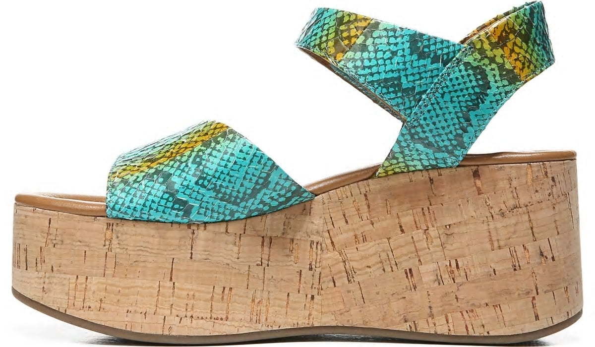 Sarto Demi 3 Platform Wedge Sandal - Aqua Multi Leather