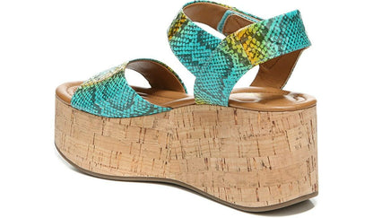 Sarto Demi 3 Platform Wedge Sandal - Aqua Multi Leather